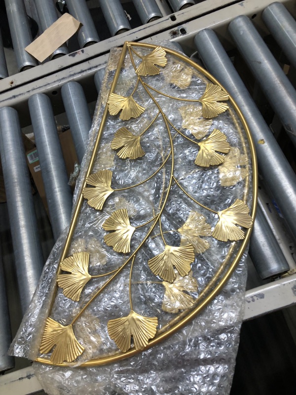 Photo 3 of BOTAOYIYI 24 inch Set of 2 Gold Metal Wall Decor, Hanging Wall Decor, Home Ginkgo Accent Modern Art Leaf For Bedroom Bathroom Living Room