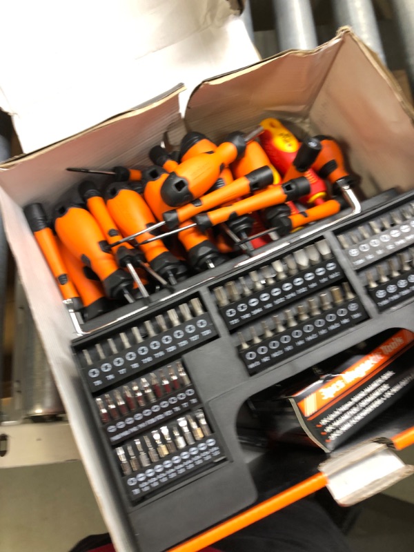 Photo 1 of HORUSDY 119-Piece Magnetic Screwdriver Set with Plastic Racking, Includs Precision Screwdriver, Insulated screwdriver and Bit set, Tools for Men Tools Gift