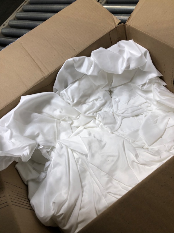 Photo 1 of Amazon Basics Light-Weight Microfiber Duvet Cover Set with Snap Buttons - Full/Queen, Bright White Bright White Full/Queen Snap Buttons Solid