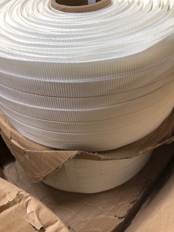 Photo 3 of [ 2 Rolls ] 3/4" x 1640’Per Roll Woven Cord Strapping Roll, 3280'Total Length, 2425 lbs Break Strength, Packaging Strapping, Heavy Duty Polyester Cord Strapping, 6”x 3”Core (2)