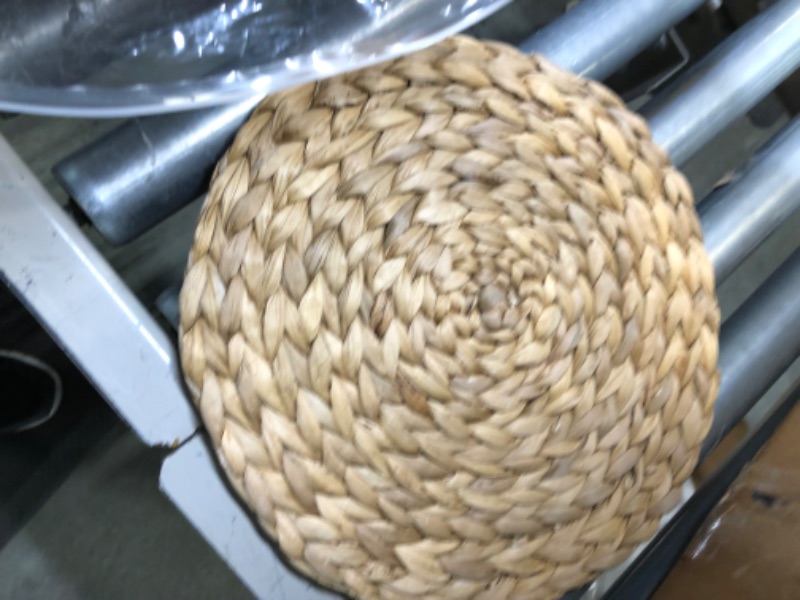 Photo 1 of 18 Pack Water Hyacinth Placemats Hand Woven Placemats for Dinner Plates Round Weave Straw Place Mats Wicker Braided Placemats for Rustic Boho Kitchen Dining Table Decor(11.8 Inch)