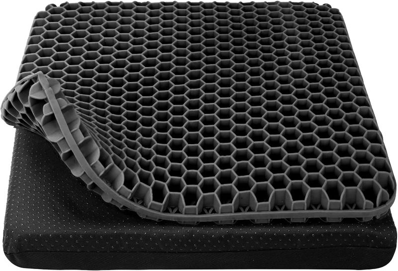 Photo 1 of Gel Seat Cushion, Cooling seat Cushion Thick Big Breathable Honeycomb Design Absorbs Pressure Points Seat Cushion with Non-Slip Cover Gel Cushion for Office Chair Home Cars Wheelchair
