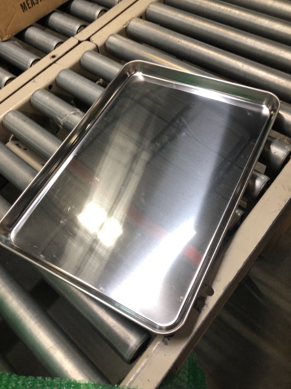 Photo 4 of Baking Sheets Set of 2, HKJ Chef Cookie Sheets 2 Pieces & Stainless Steel Baking Pans & Toaster Oven Tray Pans, Rectangle Size 18 x 13 x 1 inch, Non Toxic & Healthy & Easy to Clean 18inch