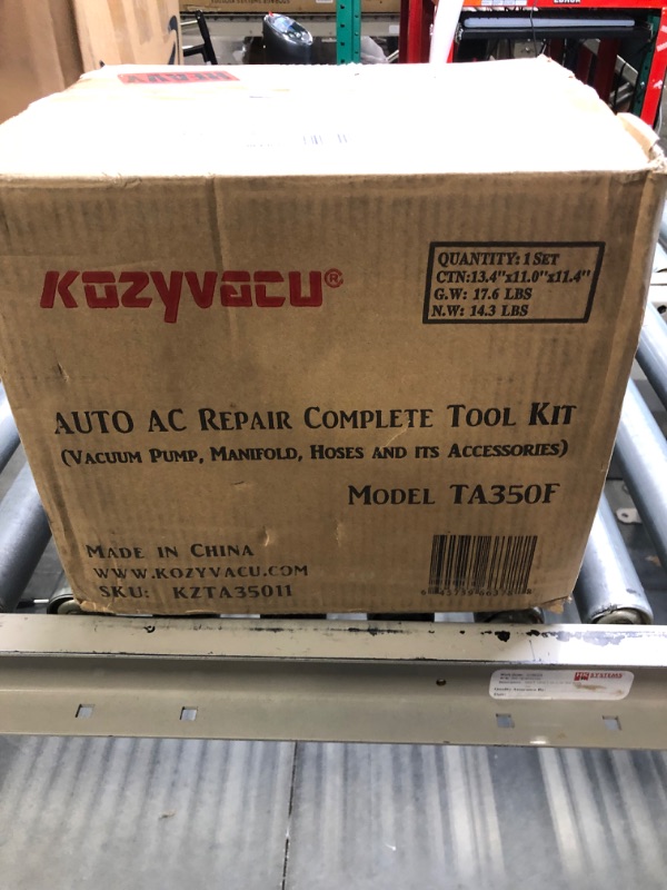 Photo 2 of Kozyvacu AUTO AC Repair Complete Tool Kit with 1-Stage 3.5 CFM Vacuum Pump, Manifold Gauge Set, Hoses and its Acccessories … (KZTA35011)