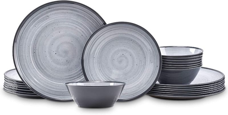 Photo 1 of 
Joviton Home 24-Piece Swirl Grey Melamine Plastic Dinnerware Sets for 8, Plates and Bowls Sets (Cool Grey)
Visit the Joviton HOME Store
