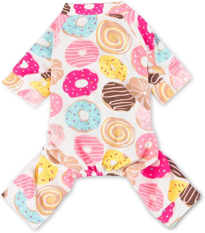 Photo 1 of Scheppend Puppy Pajamas Dog Onesies Pet Dog Soft Pajamas Various Patterns Pet Jumpsuit for Small/Medium Dogs Pajamas (Donut, Small)
