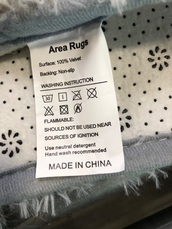 Photo 4 of  Shag Area Rug, 5x8 Ft Tie-Dyed Light Grey Upgrade Anti-Skid Durable Rectangular Cozy High Pile Soft Throw Rug for Nursery/ Living Room
