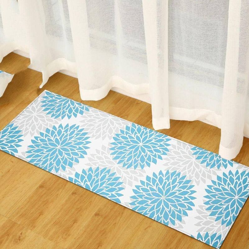 Photo 1 of  6 packFloor Runner,Hallway Runner Rug Boho Print Floor Mat Rug Blue Lotus Printing ?Fashion Non Slip Washable Area Rug Fashion Kitchen Carpet Living Room Laundry Room,(3 15.7X47.2Inch) (3 27 x 17 inches)