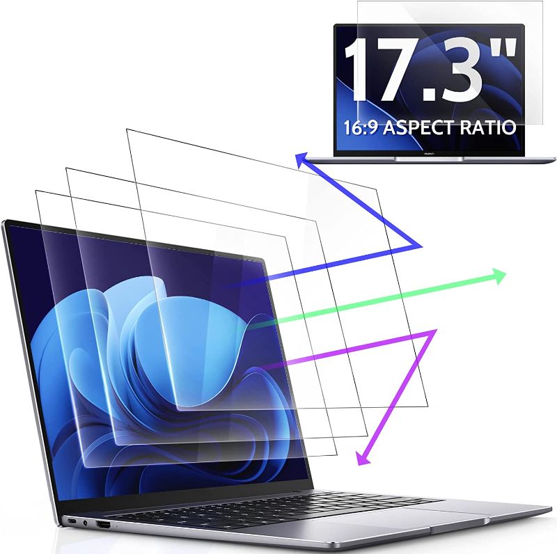 Photo 1 of 3 Pcs 17.3" Anti Blue Light Screen Protector Compatible With Lenovo Hp Dell Acer Asus Samsung etc Laptop-16:9 Aspect, 17.3 Inch Computer Monitor Glare Filter Uv Blocker Shield Cover Eye Protection Film
