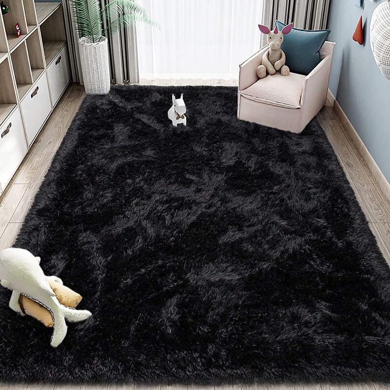 Photo 1 of 6x9 Black Area Rugs for Living Room Super Soft Floor Fluffy Carpet Natural Comfy Thick Fur Mat 
