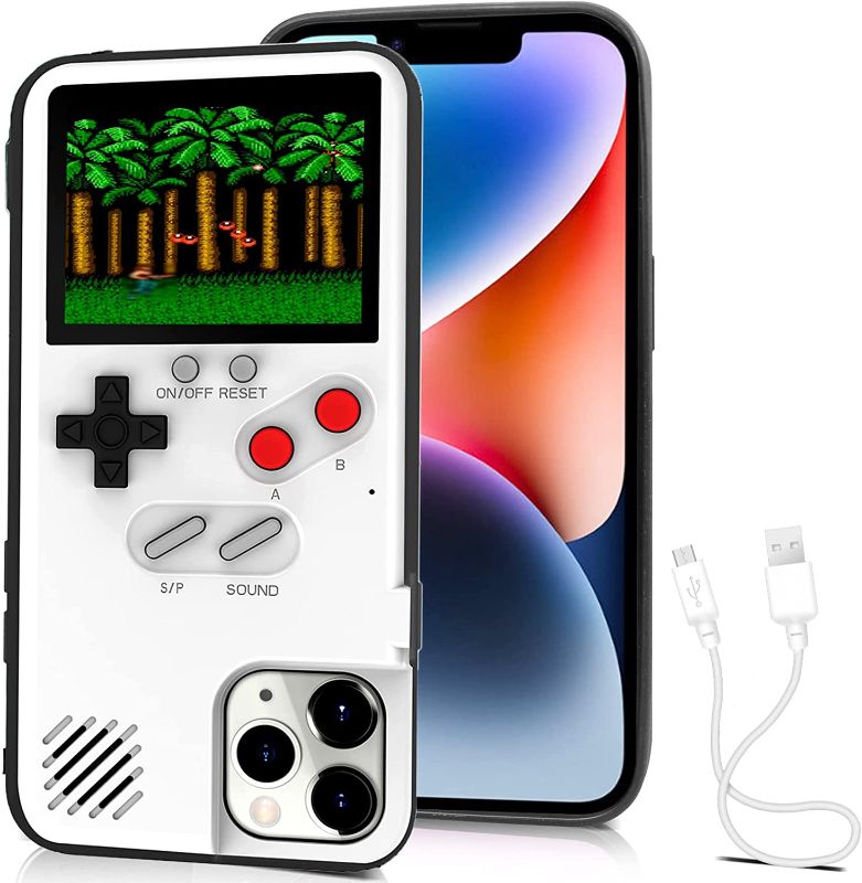 Photo 1 of Chu9 Gameboy Case for iPhone 12, Game Console Phone Cover with 168 Built-in Games,Protect Your Phone and Play Video Games Anytime and Anywhere (White, iPhone 12)