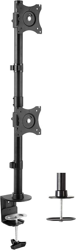 Photo 1 of VIVO Dual Monitor Desk Mount Stand with Height Adjustment and VESA Plates for 2 LCD Ultrawide Screens up to 34 inches, Stacked Array, STAND-V002R