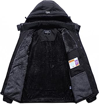 Photo 1 of Pooluly Men's Ski Jacket Warm Winter Waterproof Windbreaker Hooded Raincoat Snowboarding Jackets size XXL
