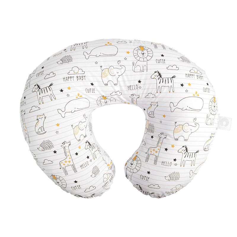 Photo 1 of Boppy Original Nursing Support, FKA Boppy Nursing Pillow, White and Gold Notebook, Ergonomic Breastfeeding, Bottle Feeding, and Bonding, Hypoallergenic Fiber Fill, Removable Cover, Machine Washable