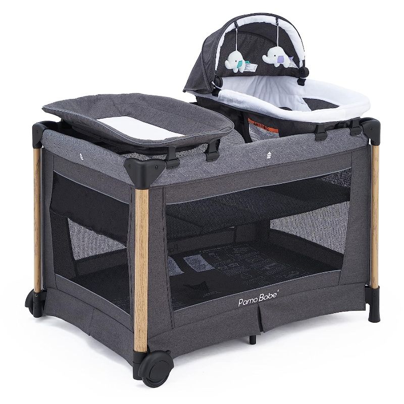 Photo 1 of Pamo Babe Deluxe Baby Playard with Foldable Mattress, Large Changing Table?Detachable Childcare Center (Black)
-- FACTORY PACKAGE --