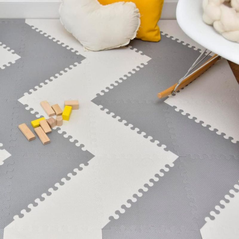 Photo 1 of Baby Play Mat Nordic Toddler Puzzle PlayMat 72Pcs 51.2 In x 64 In Foam Floor Mats for Kids and Babies Triangles EVA Foam Interlocking Tiles to assemble different designs Little Fun Soft Non-Toxic Grey
