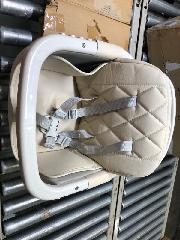 Photo 1 of 3-in-1 Convertible Wooden High Chair,Baby High Chair with Adjustable Legs & Dishwasher Safe Tray, Made of Sleek Hardwood & Premium Leatherette,Cream Color