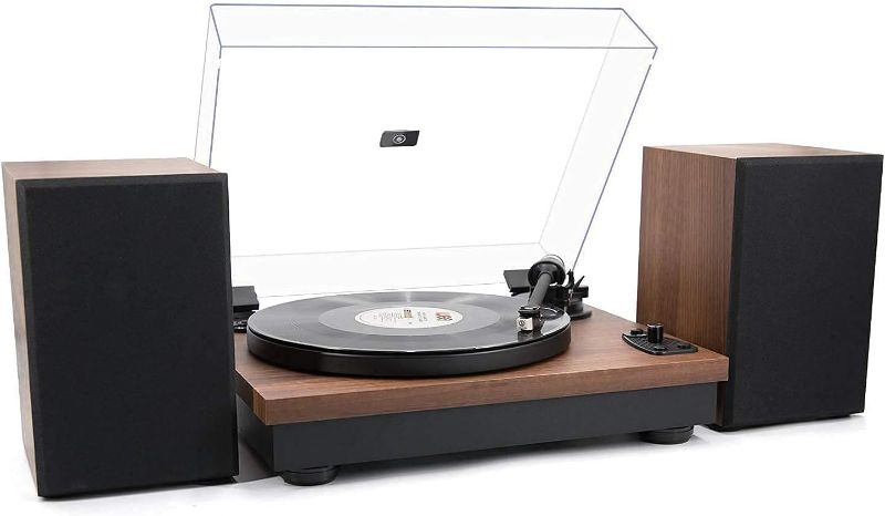 Photo 1 of LP&No.1 Vinyl Record Player, Bluetooth Hi-Fi System Turntable with Dual Stereo Bookshelf Speakers, Auto-Stop Belt-Drive LP Player with AT-3600L Magnet Cartridge, Adjustable Counterweight, Walnut Wood
-- FACTORY PACKAGE --