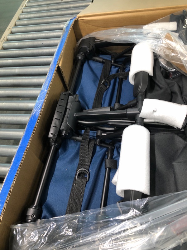 Photo 1 of Mompush Lithe Double Stroller, Lightweight Twin Stroller with Aluminum Frame and Two Large Individual Recline Seat, Double Stroller Infant and Toddler with Large Canopy Navy