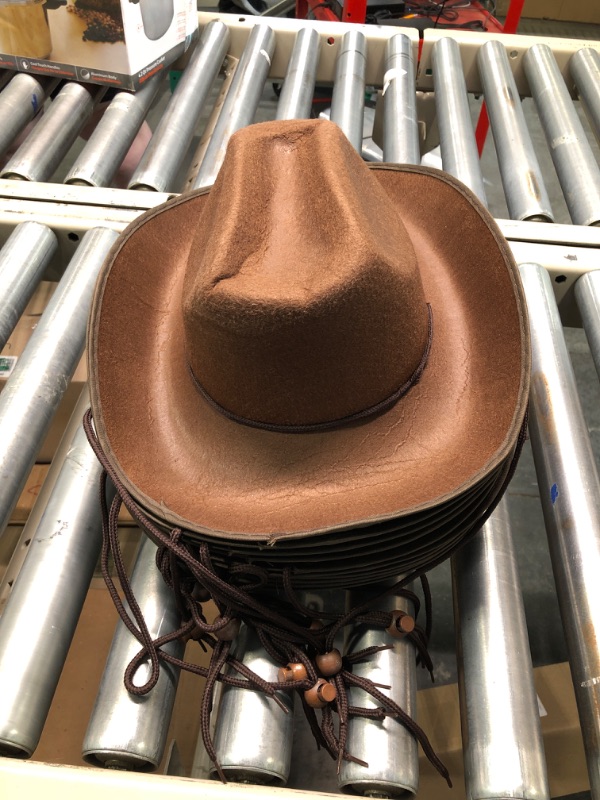 Photo 2 of 10 Pack Bulk Cowboy Hat for Adult Wide Brim Plain Western Cowgirl Hat Costume Texan Country Cowboy Hat for Women Men Brown