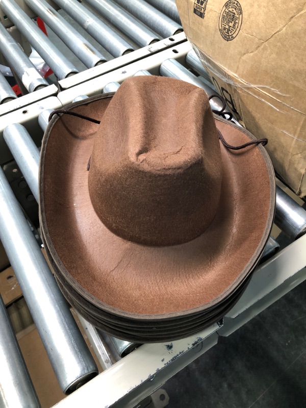 Photo 1 of 10 Pack Bulk Cowboy Hat for Adult Wide Brim Plain Western Cowgirl Hat Costume Texan Country Cowboy Hat for Women Men Brown