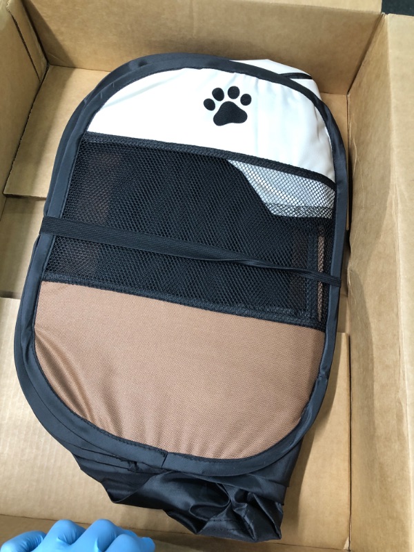 Photo 4 of BODISEINT Portable Pet Playpen, Dog Playpen Foldable Pet Exercise Pen Tents Dog Kennel House Playground for Puppy Dog Yorkie Cat Bunny Indoor Outdoor Travel Camping Use Small Coffee - Beige