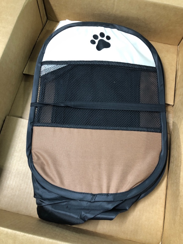 Photo 3 of BODISEINT Portable Pet Playpen, Dog Playpen Foldable Pet Exercise Pen Tents Dog Kennel House Playground for Puppy Dog Yorkie Cat Bunny Indoor Outdoor Travel Camping Use Small Coffee - Beige