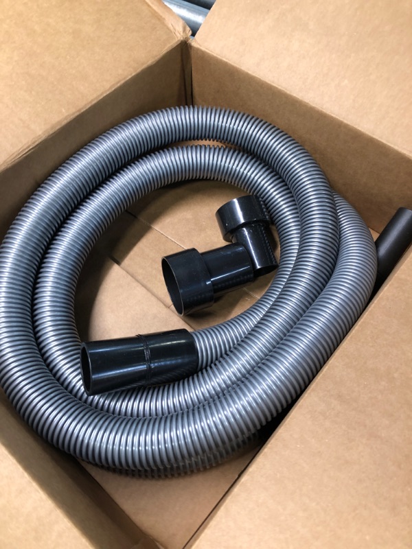 Photo 3 of Cen-Tec Systems 10 Ft. Premium Shop Vacuum Extension Hose with 2 tank adapters and 1.25" curved end, Silver 10 Ft. Hose