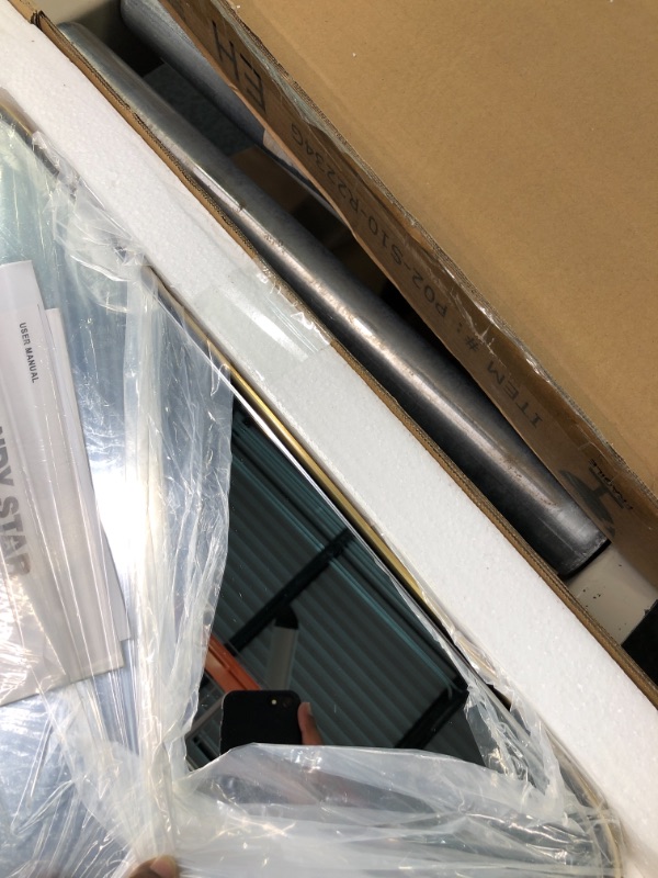 Photo 1 of ANDY STAR 22"x34" Brushed Gold Pivot Mirror for Bathroom, Brass Metal Frame Bathroom Mirrors for Wall?Rectangle Titling Vanity Wall Mirror with Rounded Corner Design Hangs Vertically Only 22" x 34" Brushed Gold