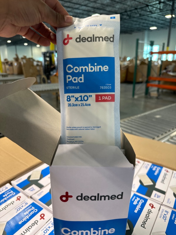 Photo 1 of Dealmed 8" x 10" Sterile Abdominal (ABD) Combine Pads, Individually Wrapped, First Aid Wound Dressing, 24 Count (Pack of 15) 8” x 10” (Pack of 15)