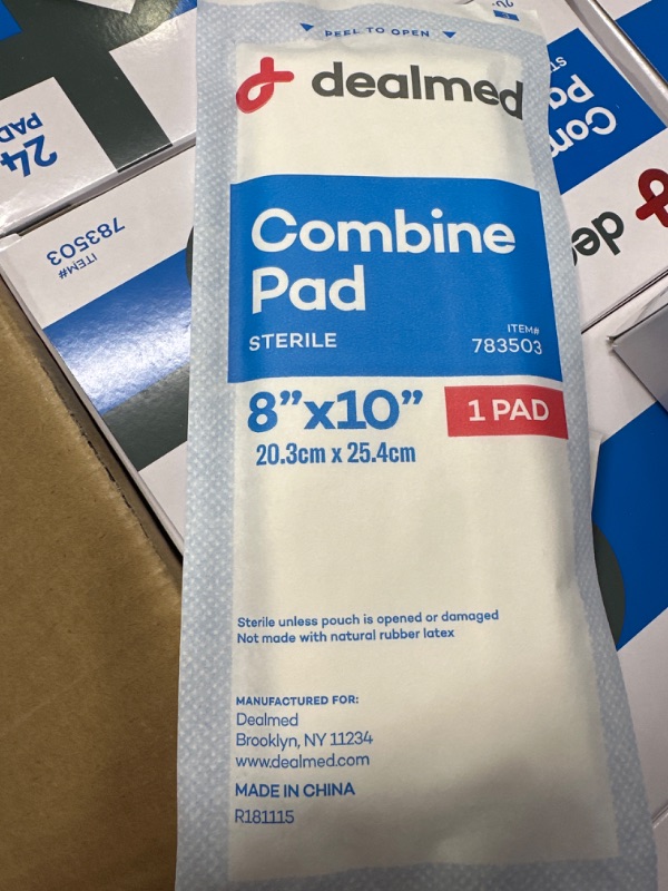 Photo 5 of Dealmed 8" x 10" Sterile Abdominal (ABD) Combine Pads, Individually Wrapped, First Aid Wound Dressing, 24 Count (Pack of 15) 8” x 10” (Pack of 15)