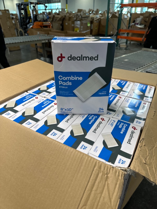 Photo 1 of Dealmed 8" x 10" Sterile Abdominal (ABD) Combine Pads, Individually Wrapped, First Aid Wound Dressing, 24 Count (Pack of 15) 8” x 10” (Pack of 15)
