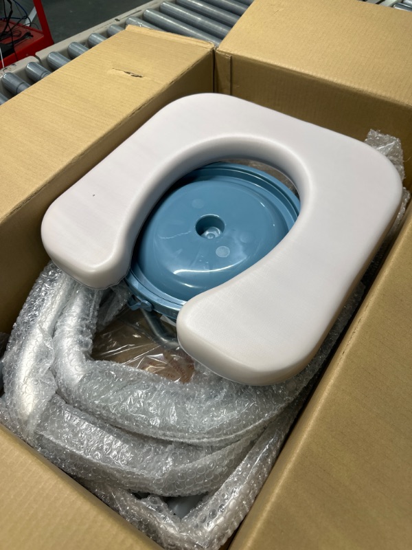 Photo 3 of OasisSpace Stand Alone Raised Toilet Seat 500lbs - Adjustable Toilet Safety Frame Raised Toilet Seat with Handles for Elderly, Medical Beside Commode Chair for Senior and Disabled