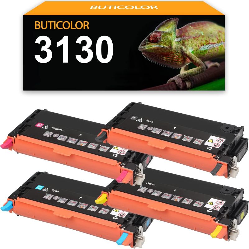Photo 1 of BUTICOLOR Remanufactured 3130 Toner Cartridge Replacement for Dell 3130 3130CN 3130CND 330-1198 330-1199 330-1200 330-1204 Printers(4-Pack)
