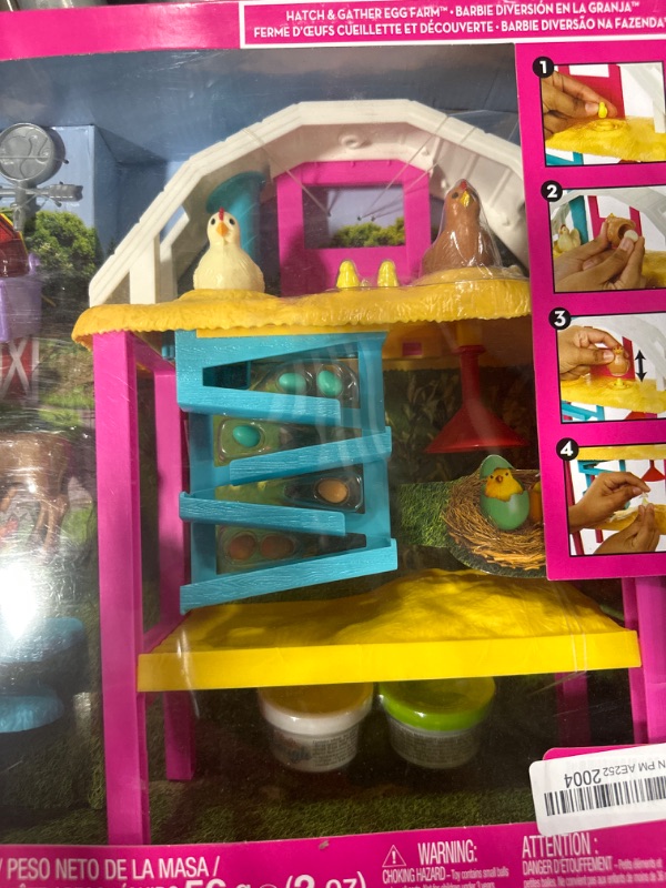 Photo 4 of Barbie Doll and Playset with Coop, Animals, Dough, Molds and More, Hatch and Gather Egg Farm