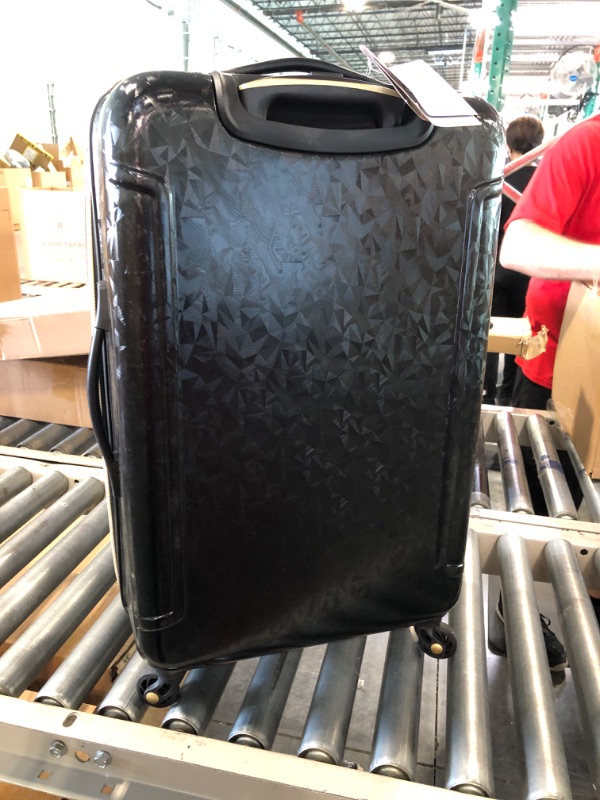 Photo 1 of AMERICAN TOURISTER Belle Voyage Hardside Luggage with Spinner Wheels, Black, Checked-Medium 25-Inch Checked-Medium 25-Inch Black