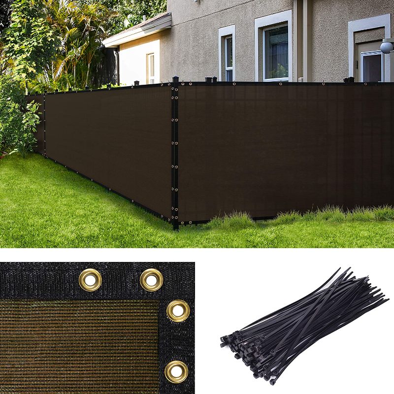 Photo 1 of Amgo 4' x 50' Brown Fence Privacy Screen Windscreen,with Bindings & Grommets, Heavy Duty for Commercial and Residential, 90% Blockage, Cable Zip Ties Included
