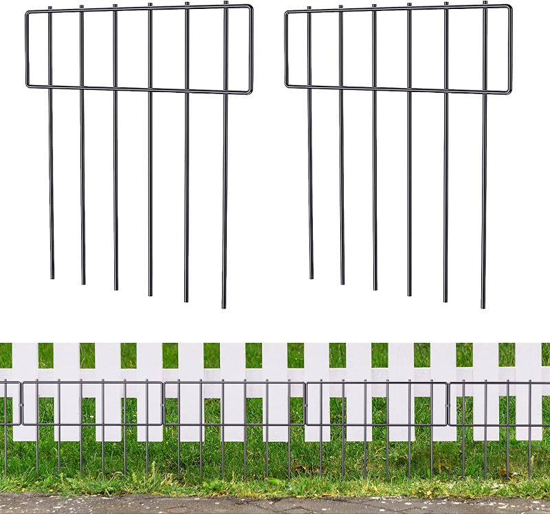 Photo 1 of 5 Pack Animal Barrier Fence, 17 in(H) X 27 Ft(L) Decorative Garden Fence, Rustproof Metal Wire Garden Border Fence, Dog Rabbits Ground Stakes Defence for Garden, T Shape.