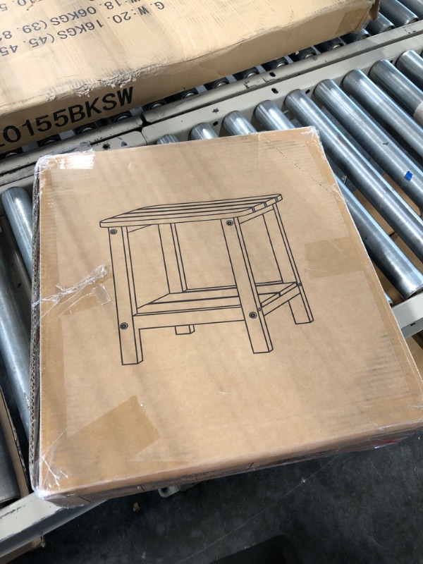 Photo 1 of Adirondack Outdoor Side Table, 2-Tier White Poly Patio End Table 