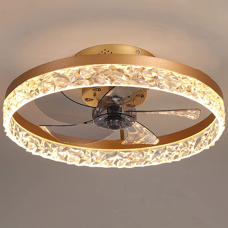 Photo 1 of 19.7" Ceiling Fan with Lights, Dimmable LED 6 Speeds Reversible Blades Timing with Remote Control, Semi Flush Mount Low Profile Fan, Gold