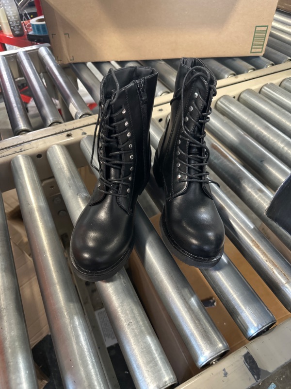 Photo 1 of Katliu Women Combat Boots Lace Up/Zip Up Black Size 38 Eur