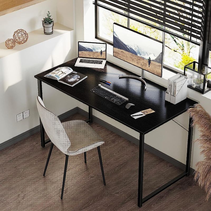 Photo 1 of Coleshome Computer Desk, Modern Simple Style Desk for Home Office, Study Student Writing Desk,Black