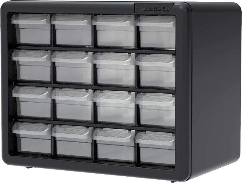 Photo 1 of Akro-Mils 16 Drawer 10116, Plastic Parts Storage Hardware and Craft Cabinet, Black (1-Pack)