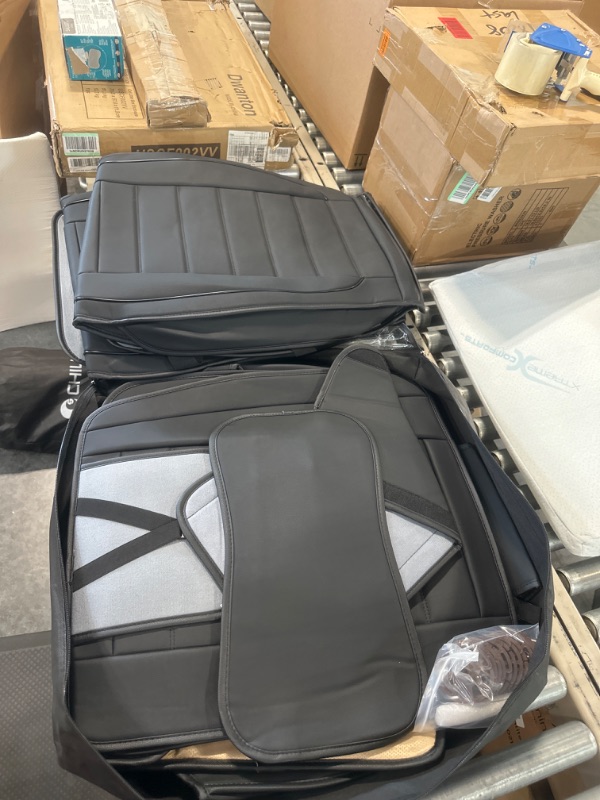 Photo 1 of Leather Car Seat Covers, Waterproof Faux Leatherette Cushion Cover for Cars SUV Pick-up Truck Universal Fit Set for Auto Interior Accessories(Black Full Set)