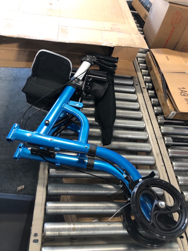 Photo 2 of 2 in 1 Rollator Walkers for Seniors with Padded Seat- Medical Transport Chair Walker with Adjustable Handle and Reversible Backrest (Blue)