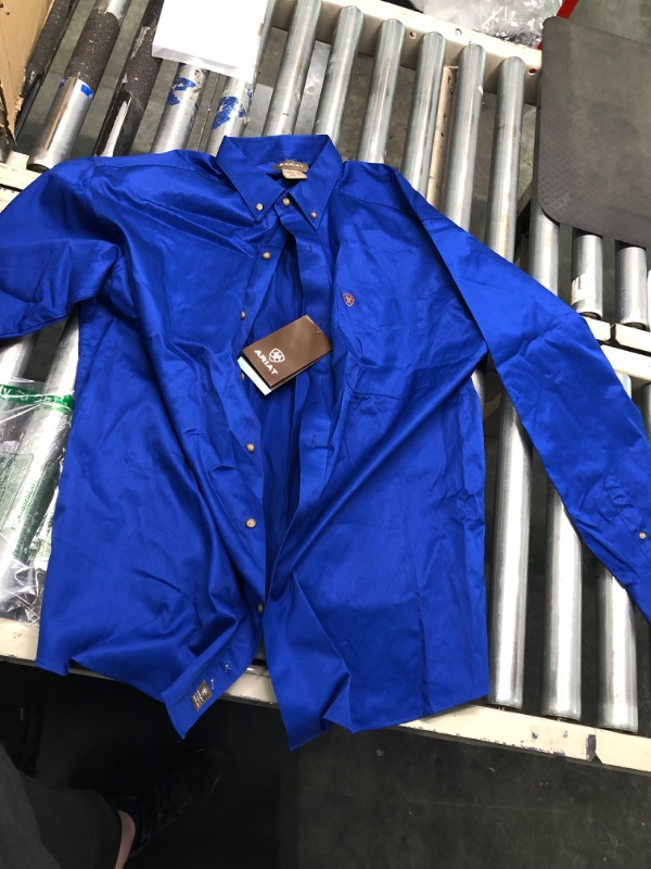 Photo 3 of ARIAT Solid Twill Classic Fit Shirt-Men's Long Sleeve Western Button-Down X-Large Ultramarine