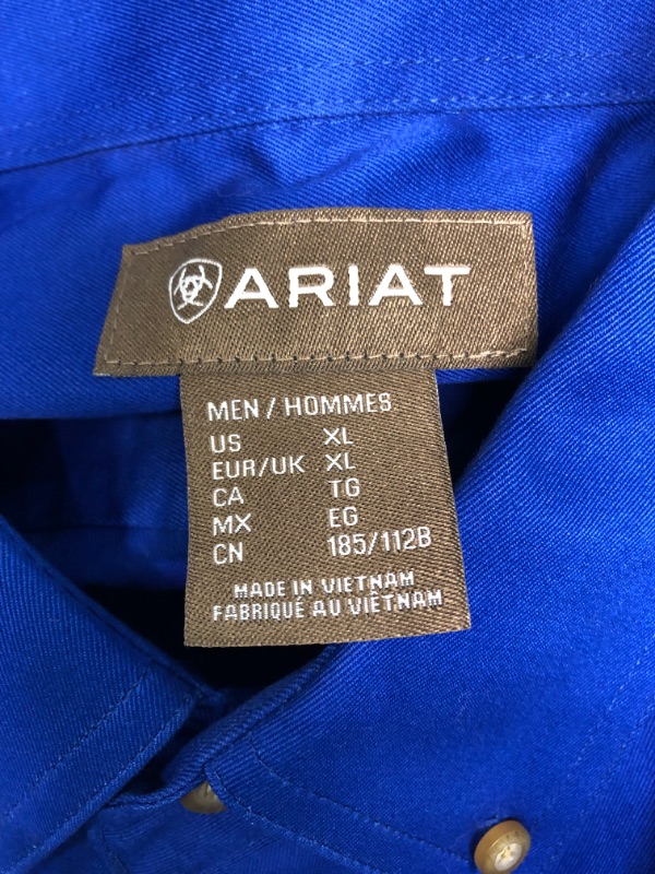 Photo 2 of ARIAT Solid Twill Classic Fit Shirt-Men's Long Sleeve Western Button-Down X-Large Ultramarine