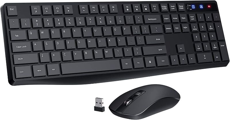 Photo 1 of Silent Wireless Keyboard and Mouse Combo Long Battery Life, Independent on/off Switch, Sleep Mode for Mac OS/Windows, 2.4GHz Slim Full Size Wireless Keyboard and Mouse 3 DPI Adjustable Wireless Mouse