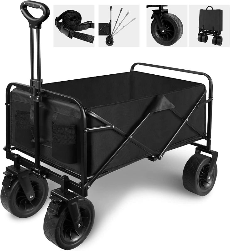 Photo 1 of Collapsible Folding Garden Cart with Brake, Outdoor Camping Wagon