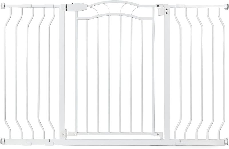 Photo 1 of Baby Gate 29.5” to 53”, 30” Height Extra Wide Dog Gate for Stairs, Doorways and House, Auto-Close Safety Dog Gate for Pets, Pressure Mounted, White